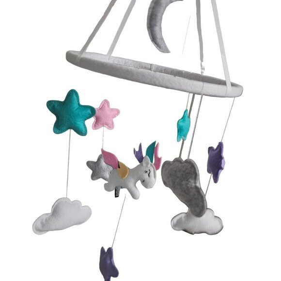 Land Of‎ Luna Unicorn Mobile Nursery Decor Stars Clouds Purple Plushy Celestial - Picture 4 of 9